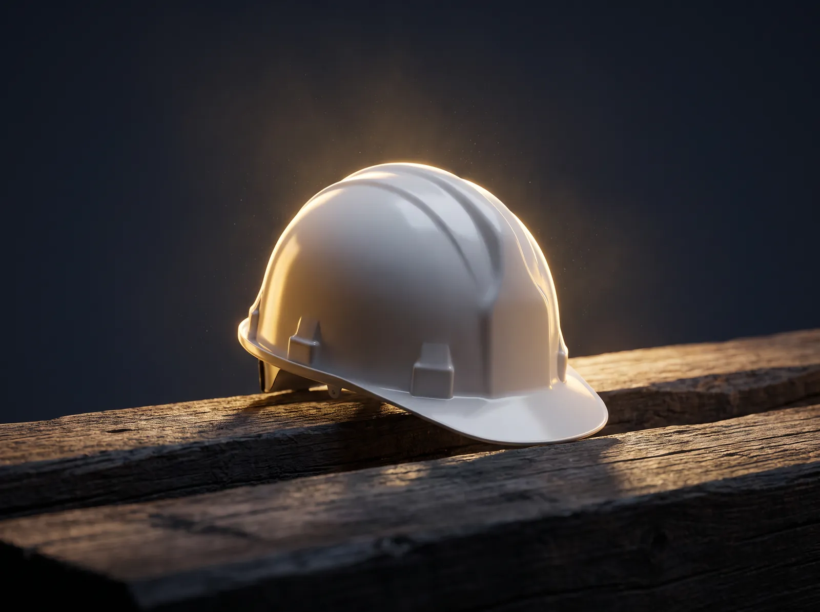 Baustellenhelm im goldenen Licht, Symbol für den Baustart des Pionierwerks Ende 2026